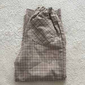Zara Beige and Brown Checkered Pants
